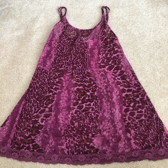 Vintage Victoria Secret Slip Nightie Sz M Pink Label Pink Leopard Print Sexy Y2K - Picture 2 of 9
